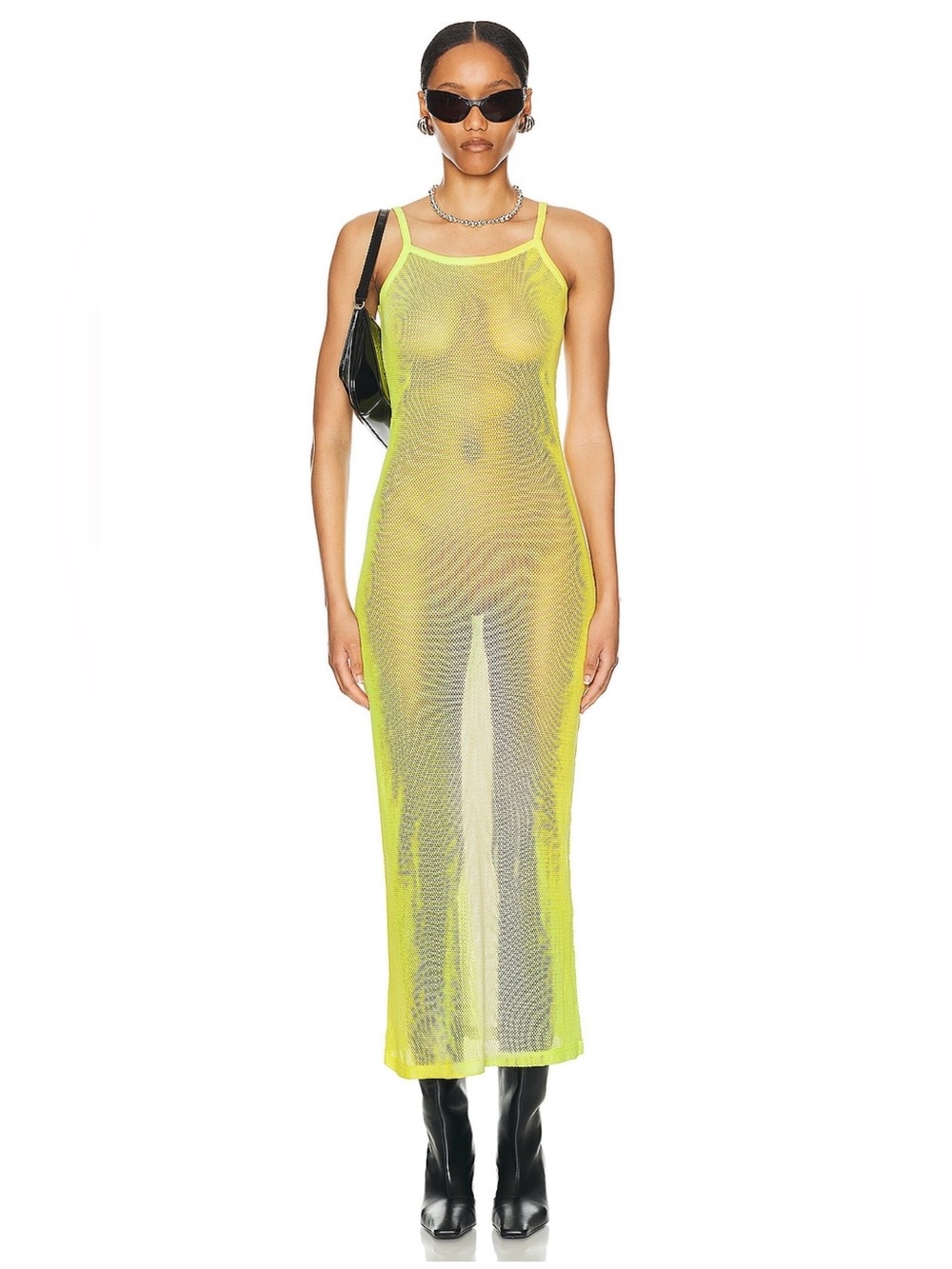 Acne Neon Yellow Sheer Maxi Dress